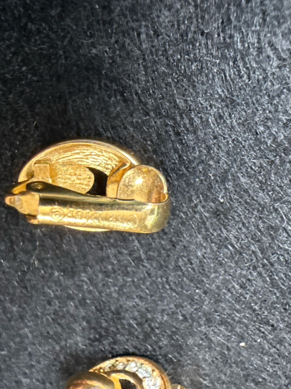 Authentic Vintage Christian Dior Gold Tone Rhinestone Clip-On Earrings - Picture 3 of 3